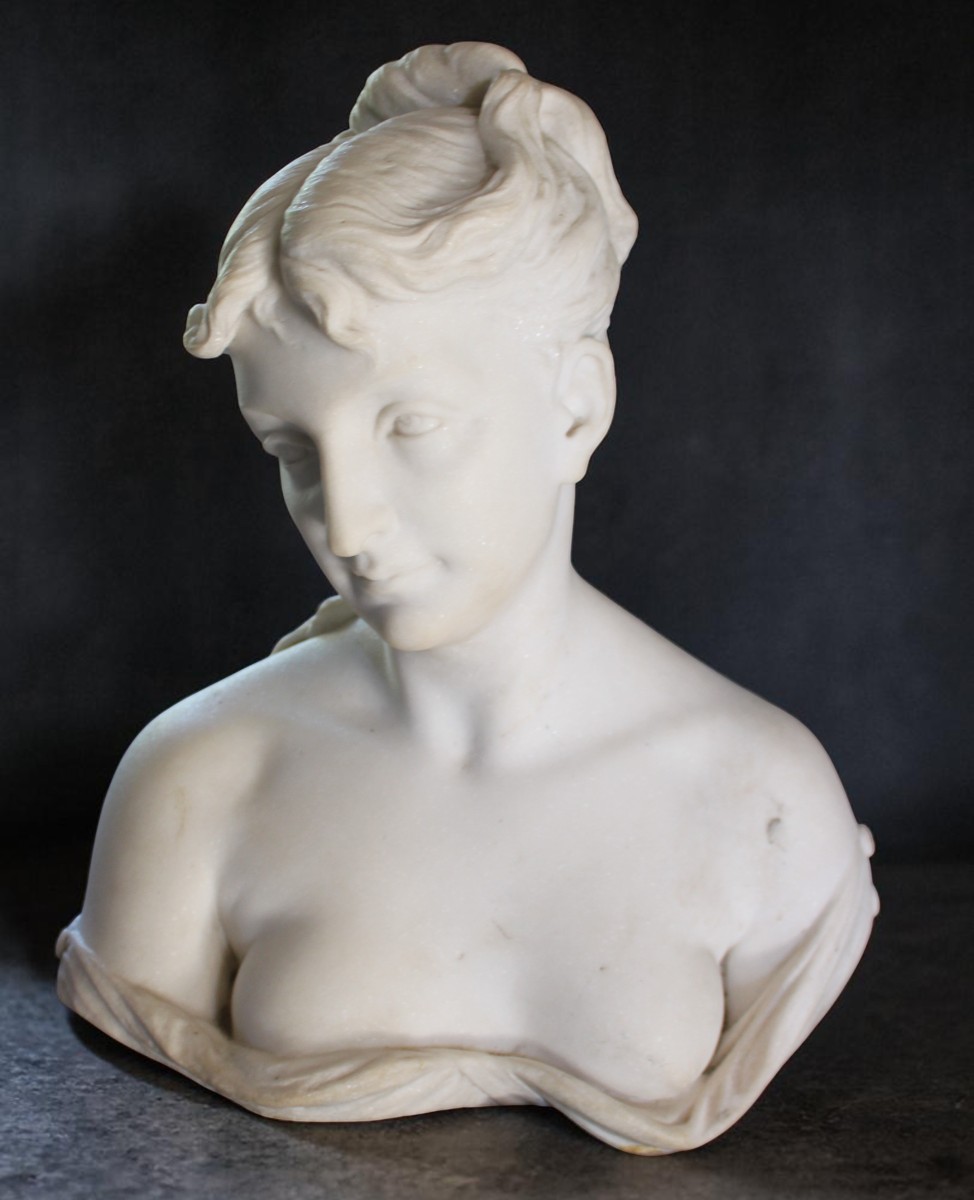 BUSTO DI DAMA IN MARMO, XIX SECOLO.-photo-2