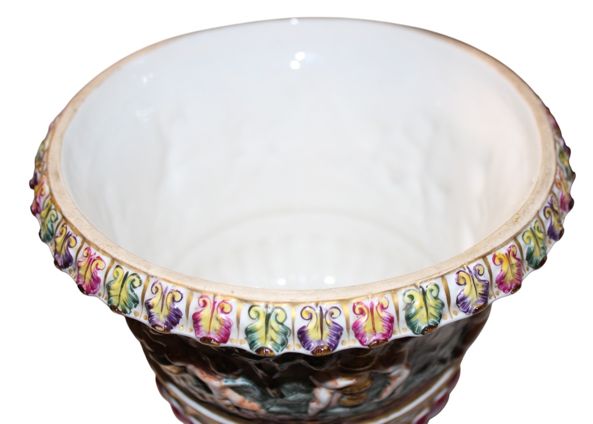 VASO A CRATERE IN PORCELLANA CAPODIMONTE, ITALIA, FINE DEL XIX SECOLO.-photo-5