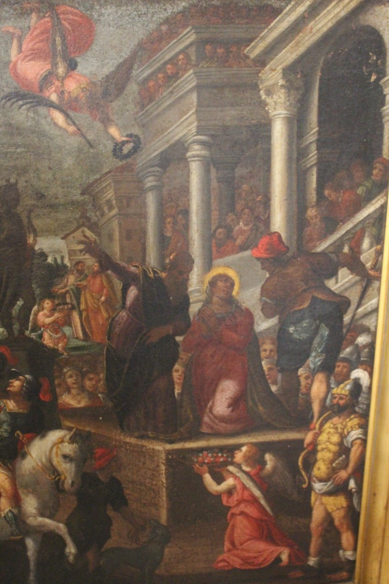 DIPINTO OLIO SU TELA DEL XVII SECOLO, "MARTIRIO", SCUOLA ITALIANA.-photo-2