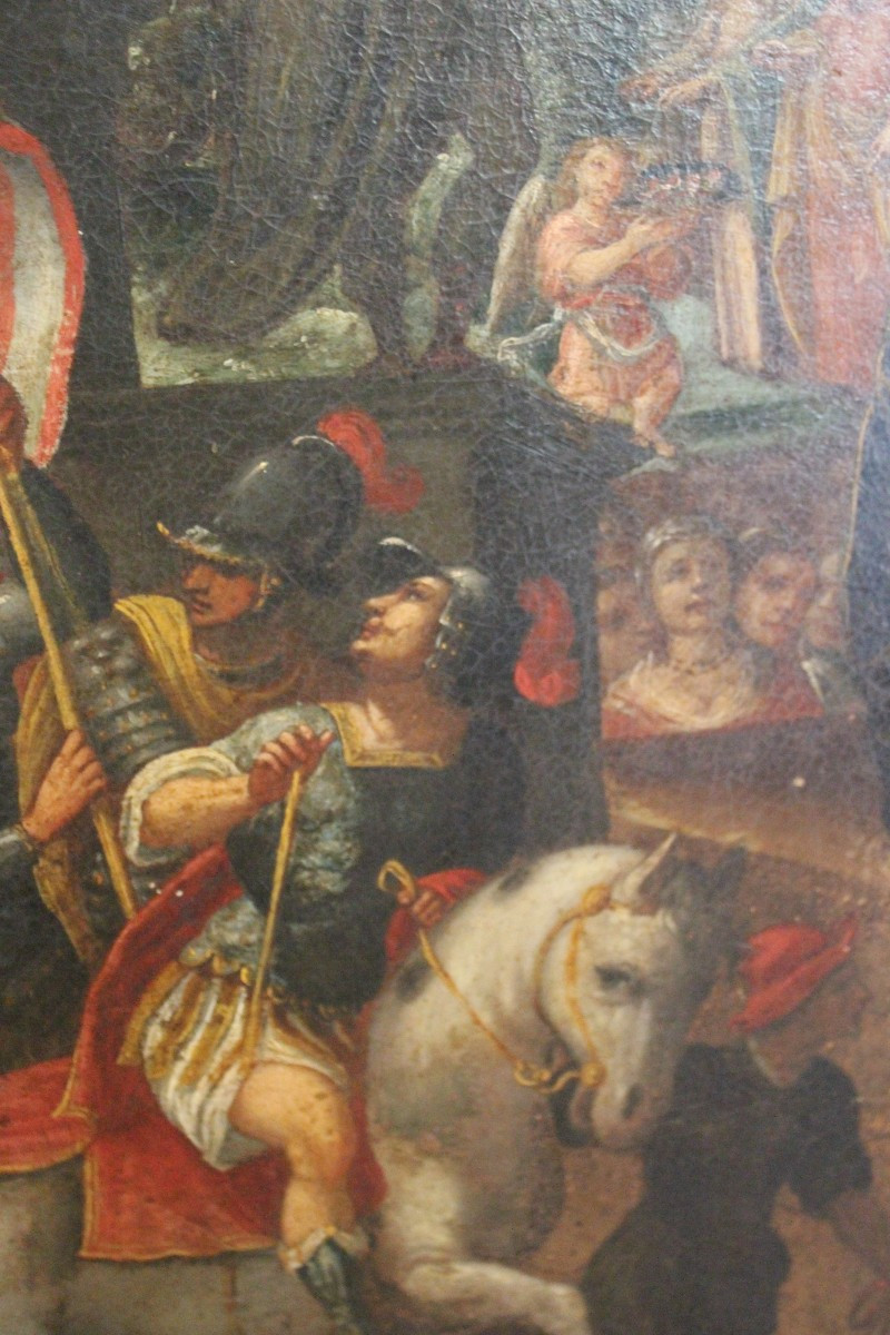 DIPINTO OLIO SU TELA DEL XVII SECOLO, "MARTIRIO", SCUOLA ITALIANA.-photo-4