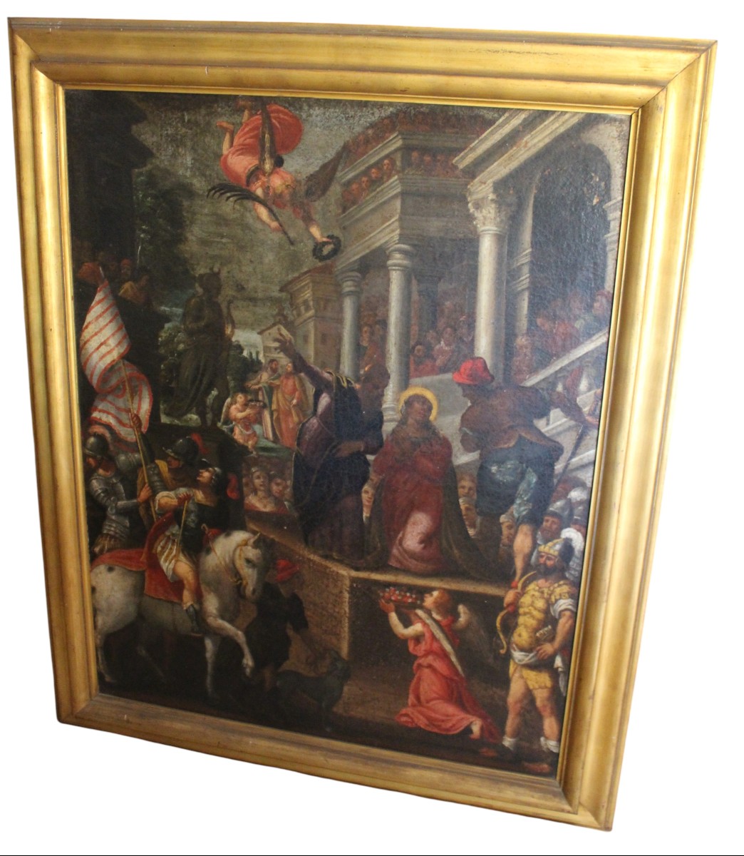 DIPINTO OLIO SU TELA DEL XVII SECOLO, "MARTIRIO", SCUOLA ITALIANA.-photo-1