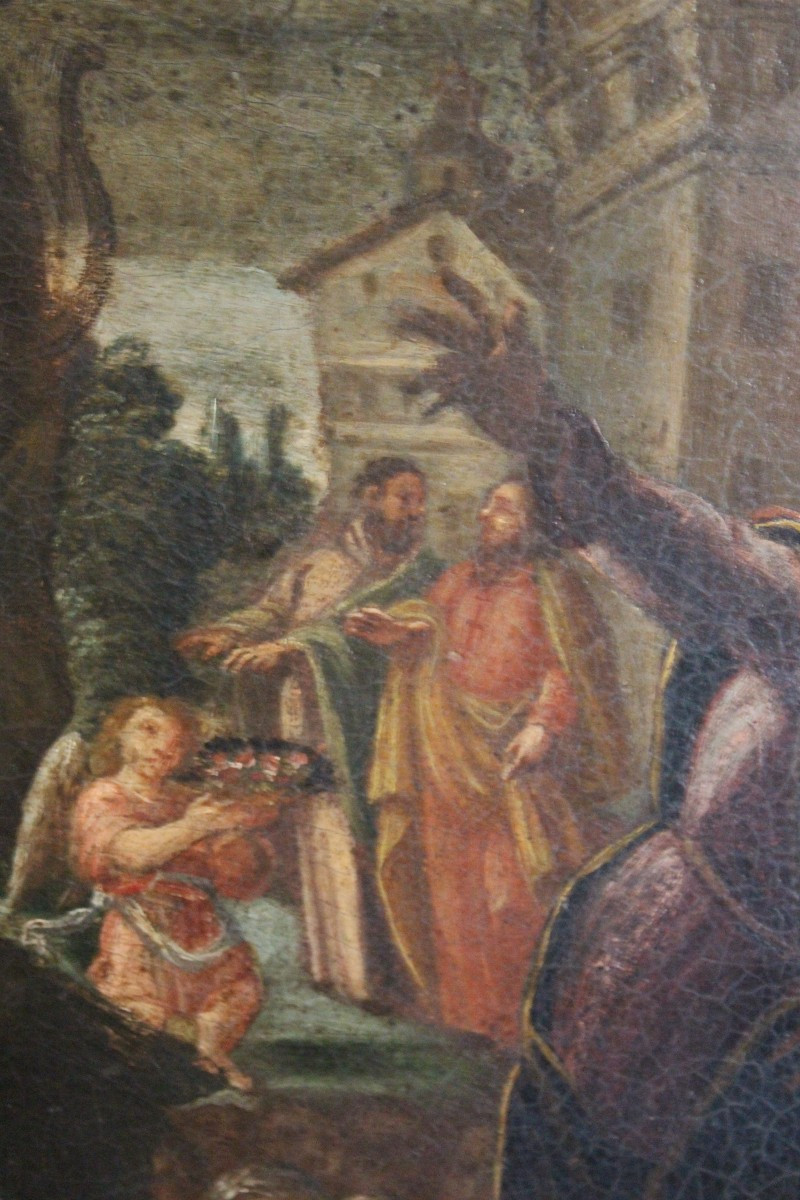 DIPINTO OLIO SU TELA DEL XVII SECOLO, "MARTIRIO", SCUOLA ITALIANA.-photo-3