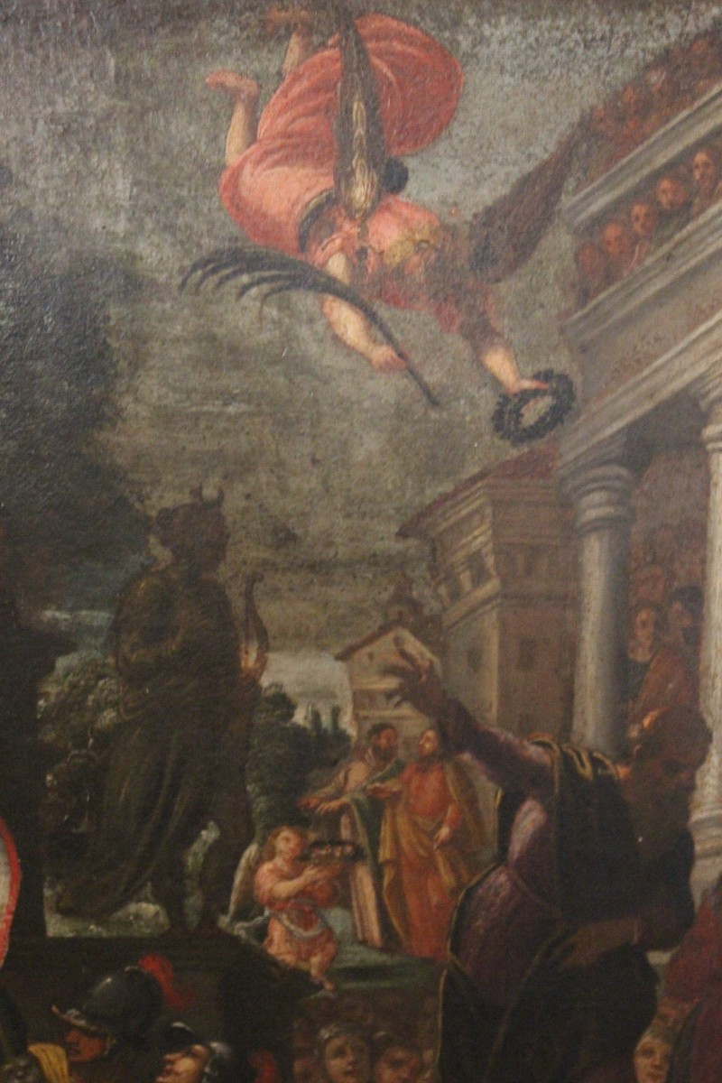 DIPINTO OLIO SU TELA DEL XVII SECOLO, "MARTIRIO", SCUOLA ITALIANA.-photo-5