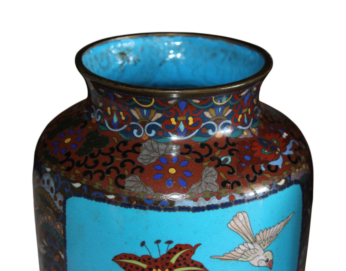 COPPIA DI VASI CLOISONNè GIAPPONESI, MEIJI PERIODO, FINE DEL XIX SECOLO.-photo-3