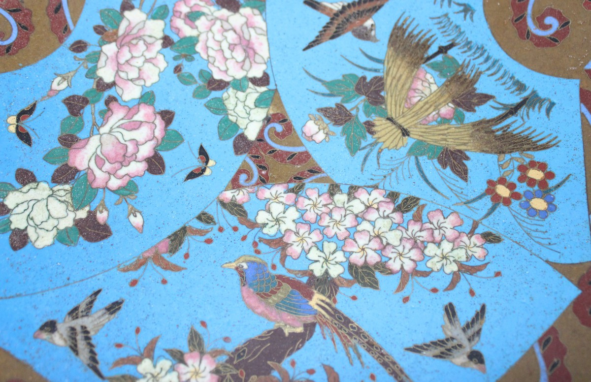 PIATTO CLOISONNè GIAPPONESE, MEIJI PERIODO, FINE DEL XIX SECOLO.