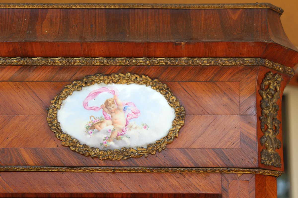 CAMERA DA LETTO DI EPOCA NAPOLEONE III CON PLACCHE IN PORCELLANA DI SEVRES, XIX SECOLO.-photo-3