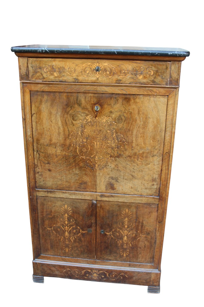 SECRETAIRE INTARSIATO LUIGI FILIPPO, METà DEL XIX SECOLO.-photo-3