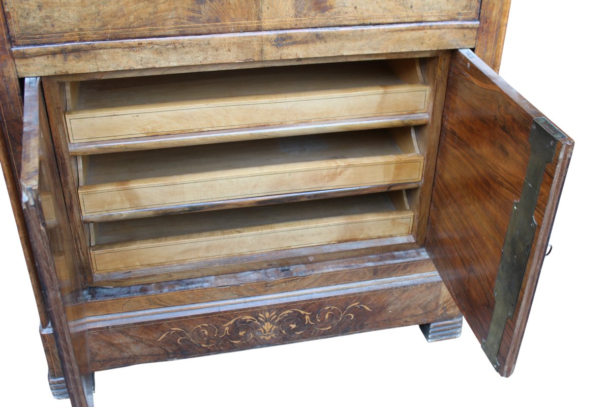 SECRETAIRE INTARSIATO LUIGI FILIPPO, METà DEL XIX SECOLO.-photo-4