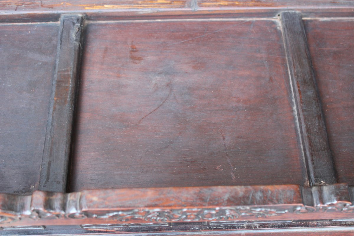 TAVOLINO CONSOLLE CINESE IN LEGNO DURO INTAGLIATO, DINASTIA QING, XIX SECOLO.-photo-3
