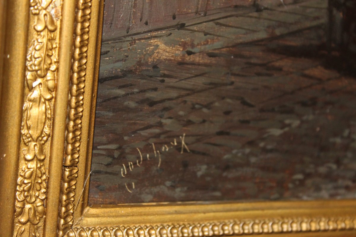 EUGENIO AMUS (BRESCIA 1834-BORDEAUX 1899), OLIO SU TELA "SCENA DI MERCATO", XIX SECOLO.-photo-4