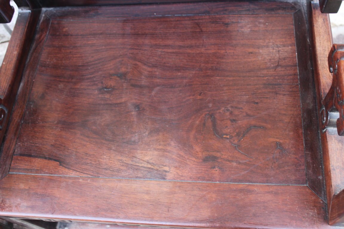 Paire De Fauteuils Chinois XIX Siecle En Bois De Fer (hongmu)-photo-1