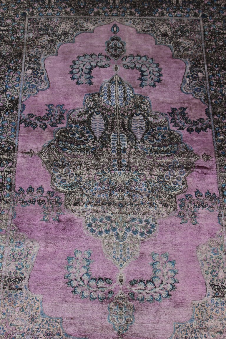 Rare Tapis Kashan Antique En Soie (antique Silk Kashan Carpet) Debut XX Siecle-photo-3