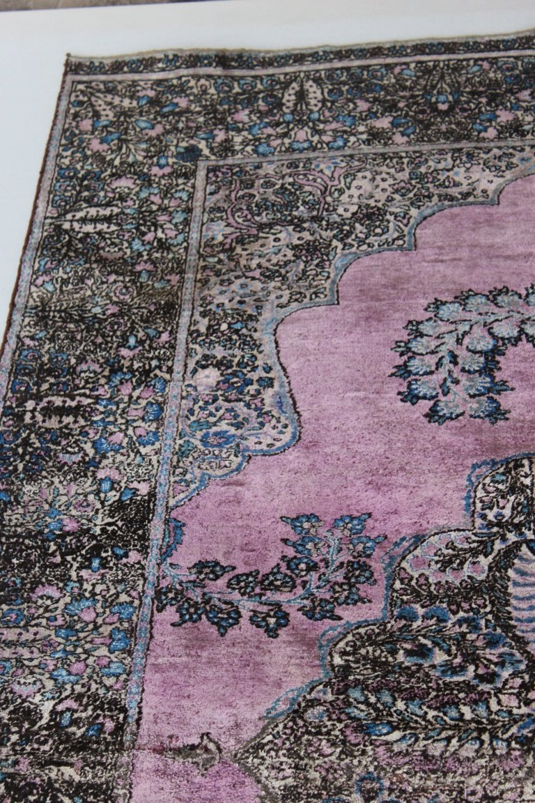 Rare Tapis Kashan Antique En Soie (antique Silk Kashan Carpet) Debut XX Siecle-photo-5