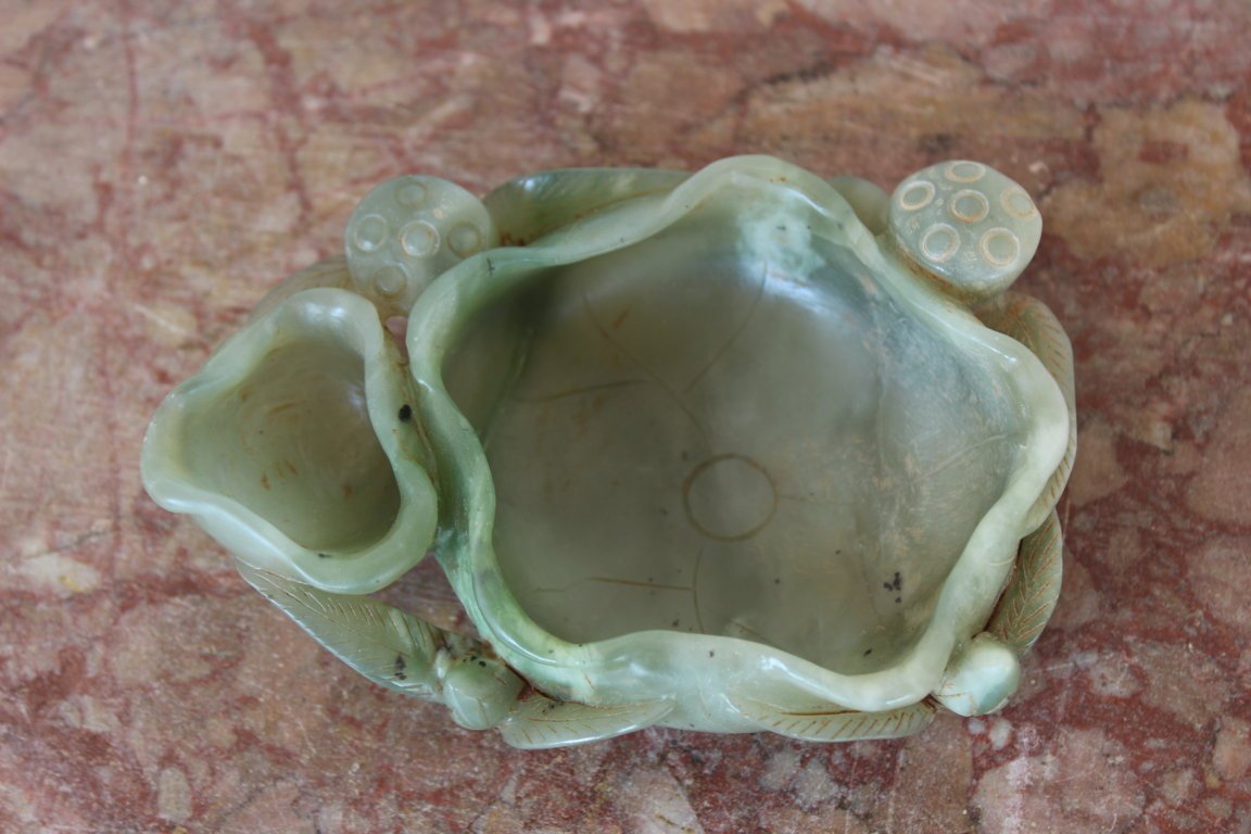 Lave Pinceaux En Jade Celadon Veinèe, Chine XX Siècle-photo-2
