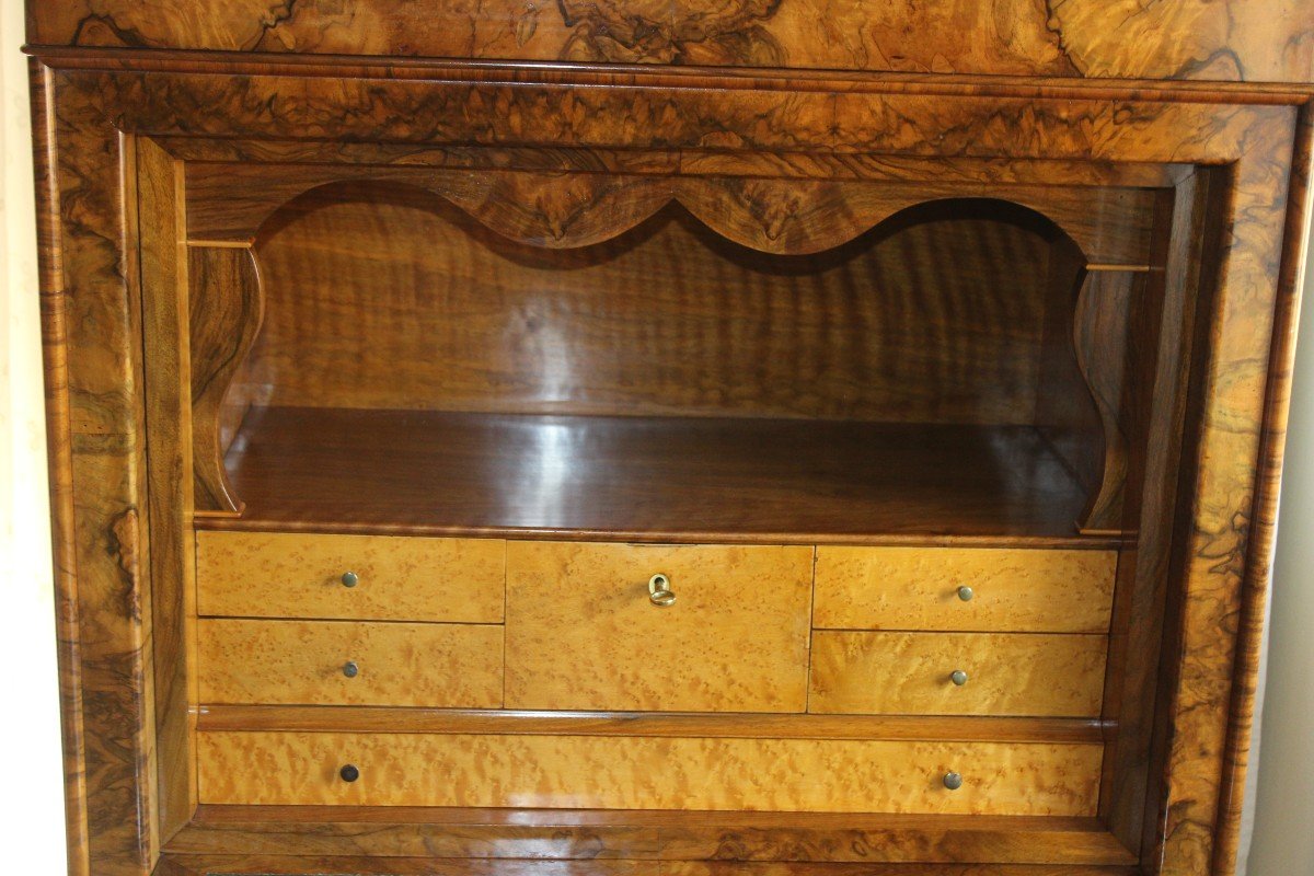 Secretaire In Loup De Noyer d'Epoque Louis Philippe, Moitiè Du XIX Siecle.-photo-2