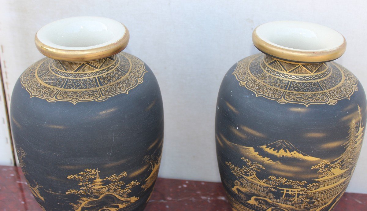 Paire Des Vases En Porcelain Satsuma, Japon Meiji Period, Fine XIX Siecle-photo-3