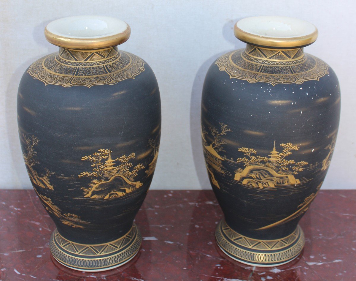 Paire Des Vases En Porcelain Satsuma, Japon Meiji Period, Fine XIX Siecle-photo-4