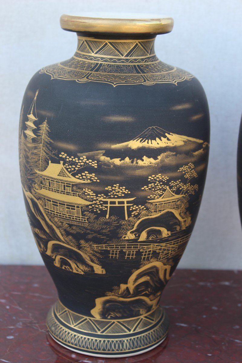 Paire Des Vases En Porcelain Satsuma, Japon Meiji Period, Fine XIX Siecle-photo-5