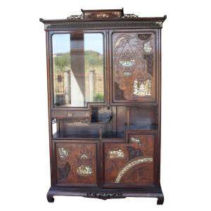 GABRIEL VIARDOT (1830-1904), GRANDE CABINET INTARSIATO IN MADREPERLA, FIRMATO.