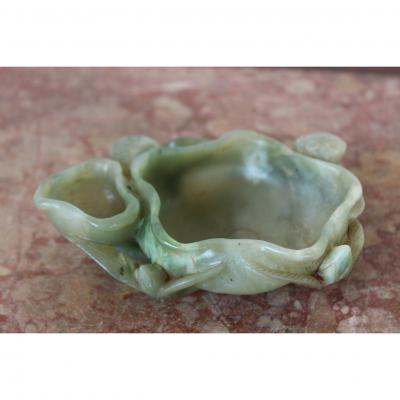 Lave Pinceaux En Jade Celadon Veinèe, Chine XX Siècle