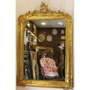 Antique Fireplace Mirror, Engraved Gold Leaf 94 X 142 Cm