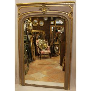 Louis XV Style Fireplace Overmantel Mirror, Gold Leaf And Patina 110 X 171 Cm