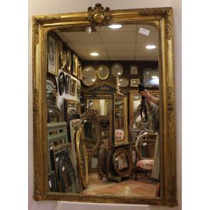 Large Antique Gold Leaf Gilding Mirror, 102 X 136 Cm