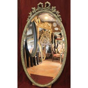 Large Oval Louis XVI Knot Mirror, Beveled Glass 77 X 141 Cm