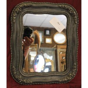 30 X 36 Cm Small Antique Napoleon III Mirror, Mercury Glass
