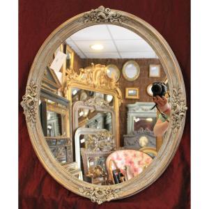 58 X 68cm Patinated And Gilded Oval Medallion Mirror