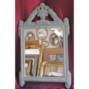 55 X 88 Cm Antique Carved Wood Mirror With Patina, Louis XVI Directoire Style 