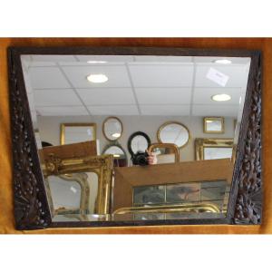 84 X 60 Cm Art Nouveau Wrought Iron Mirror, Beveled Glass