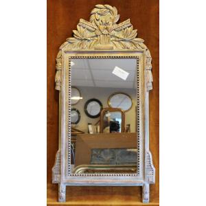47 X 93 Cm Louis XVI Style Wedding Mirror, Carved And Patinated Wood