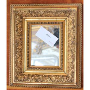 24 X 28 Cm Small Napoleon III Mirror With Gold Leaf Gilding.