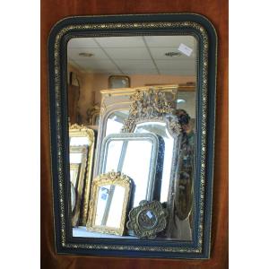93 X 135 Cm Antique Mantelpiece Mirror, Louis Philippe Beaded Molding, Patina And Gilding