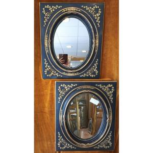 51 X 61 Cm Pair Of Napoleon III Rectangle Medallion Mirrors