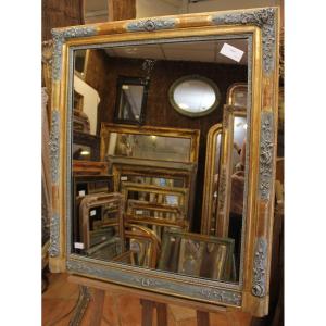 Antique Gold Leaf And Patina Fireplace Mirror 85 X 99 Cm