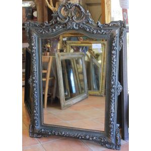 Old Pediment Mirror Napoleon III Shell, Patinated 85 X 120 Cm