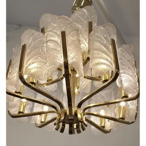 14-light Brass And Murano Chandelier 55cm By 60cm