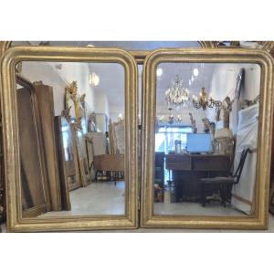 Pair Of Gilded Louis Philippe Mirrors, 102 X 142 Cm