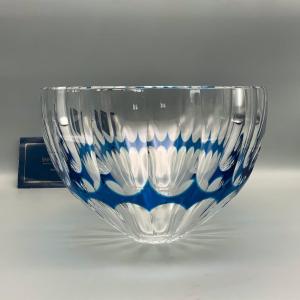 Saint Louis Blue Lined Crystal Cup / Salad Bowl