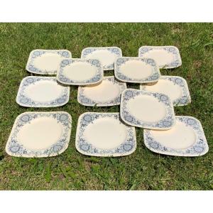 Series Of 12 Earthenware Plates From Longchamp Médicis 