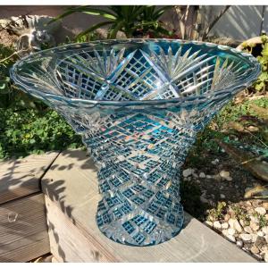 Blue Lined Crystal Vase  