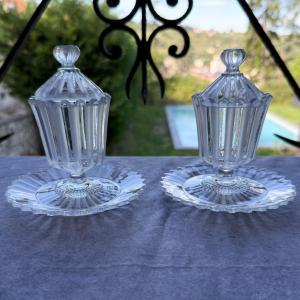 Baccarat Pair Of Mustard Pots And Navette Bowl