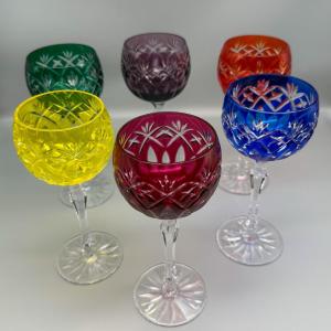 6 Alsace Wine Glasses, Royal Bayel Champagne Crystal 