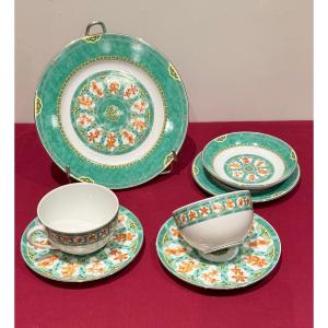 Christofle Oceana Ginkgo Green Porcelain Breakfast Set 