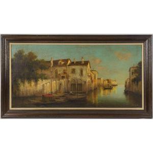 Alphonse Lecoz Venice And Its Canals Oil On Canvas Circa 1890-1900