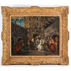 Eugène Isabey (1803-1886): The Engagement, Oil On Canvas, Circa 1830