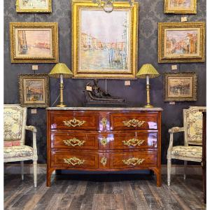 Jean-françois Lapie (1720-1797) Chest Of Drawers In Rosewood And Violet Wood, Louis XV Period