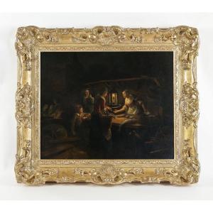 Petrus Van Schendel (1806-1870) - The Fish Market At Avond, Oil On Canvas, Circa 1840-1850
